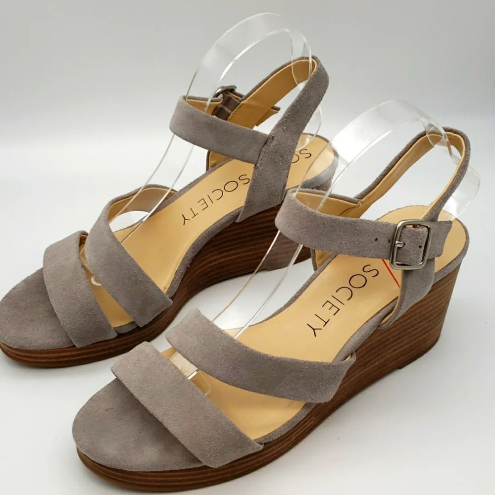 Sole Society Charvi Wedge Sandal Size 9M in Gray 3